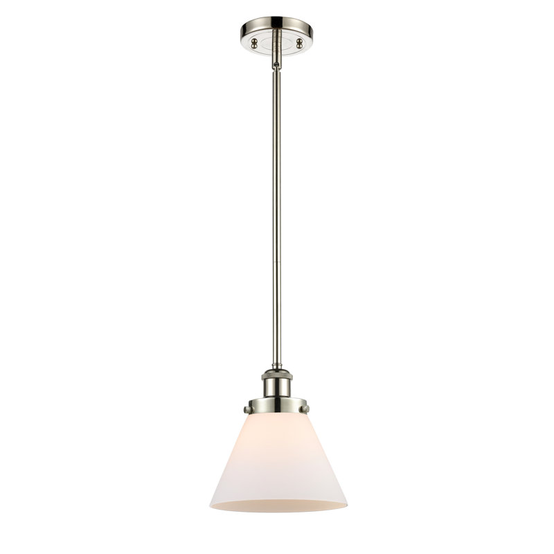 Mini-luminaire suspendu 8 "Ballston Urban Cone - 1 lumière, Blanc mat, Nickel poli, DEL