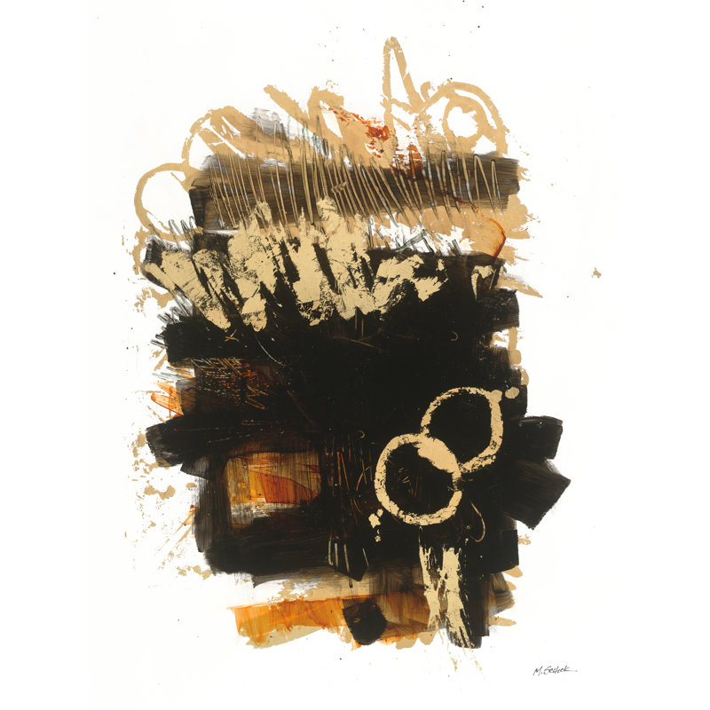 Or noir abstrait II orange, H 24 po x l 18 po x P 1,25 po, Oui, Cadre photo noyer