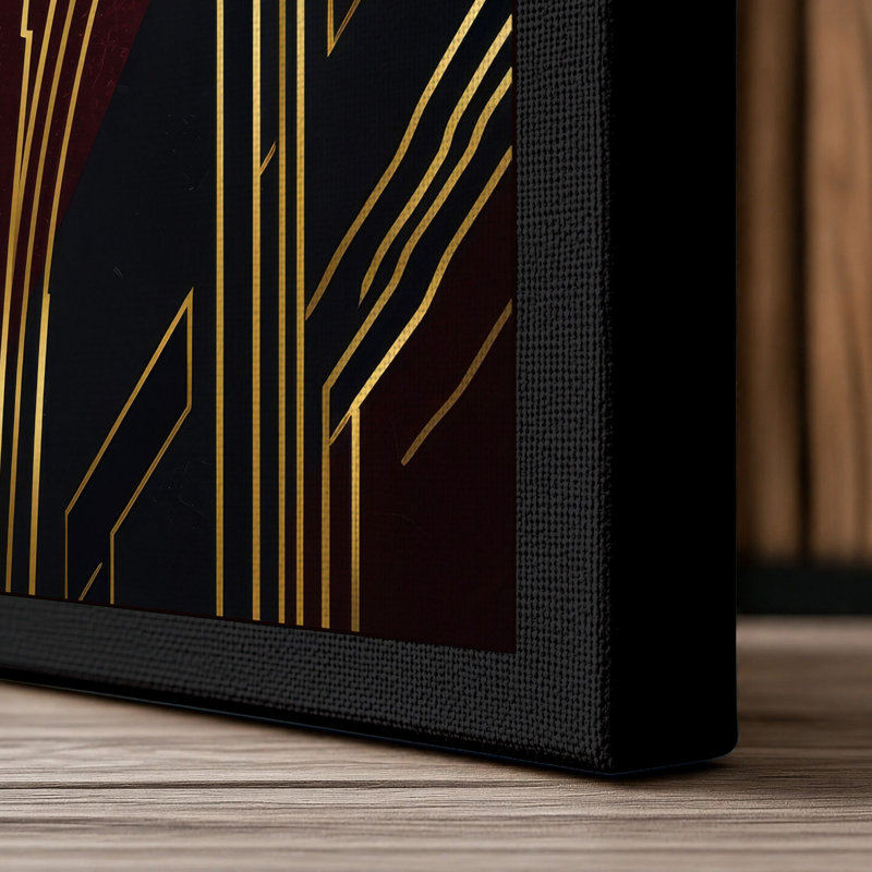 Sunburst Elegance Art Deco - Wrapped Canvas, 18x12 - 45.7 x 30.5 cm, Black Border