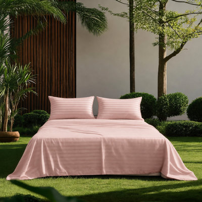 Luxury 4-Piece Full Size Sheet Set, Soft, Cooling 16 Inch Deep Pocket Sheets, Breathable Bedding, Blush Pink