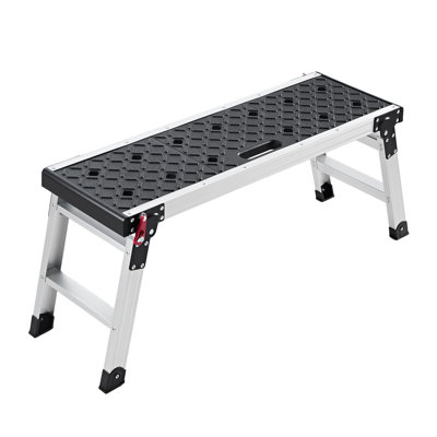 Folding Work Platform, 35.8 x 12.2 in Aluminum Step Stool, 16.5 in Height, 500 lbs Load Capacity, Heavy Duty Platform Ladder with Locks, Portable Work Bench for Painting & Maintenance & Home