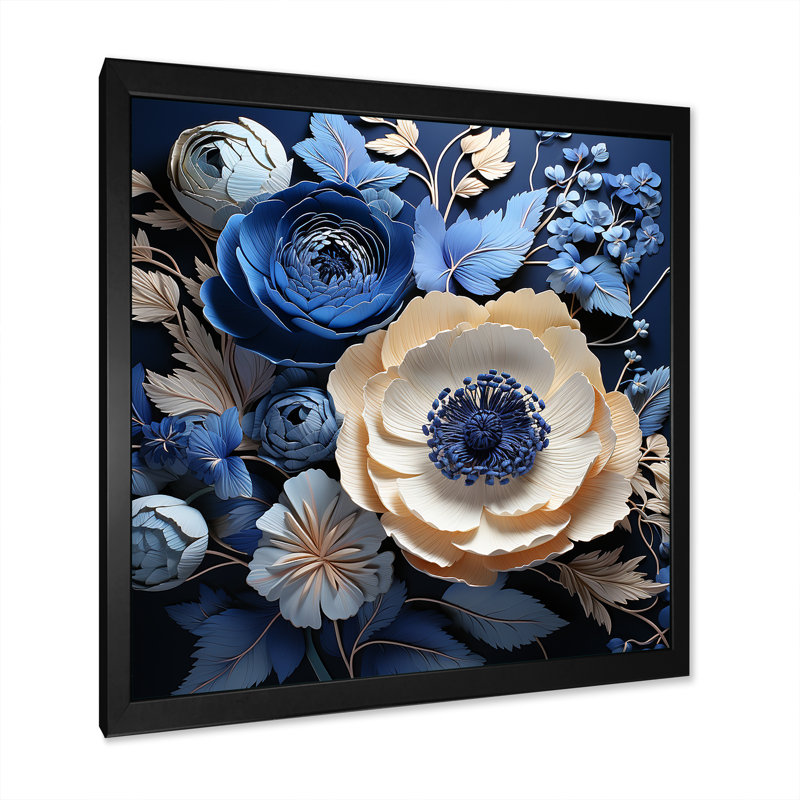 Ranunculus Bouquet I - Décoration murale Renoncule, Cadre simple noir, H 24 po x l 24 po x P 1 po