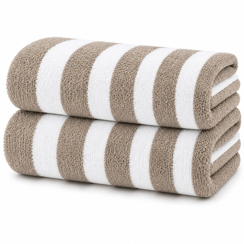 Premium Oversized Striped Towels - Soft, Absorbent & Long‑Lasting, Beige