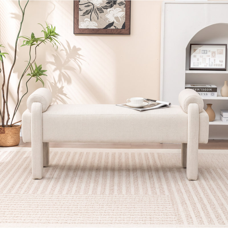 Banc rembourré en polyester Kaybree, Beige