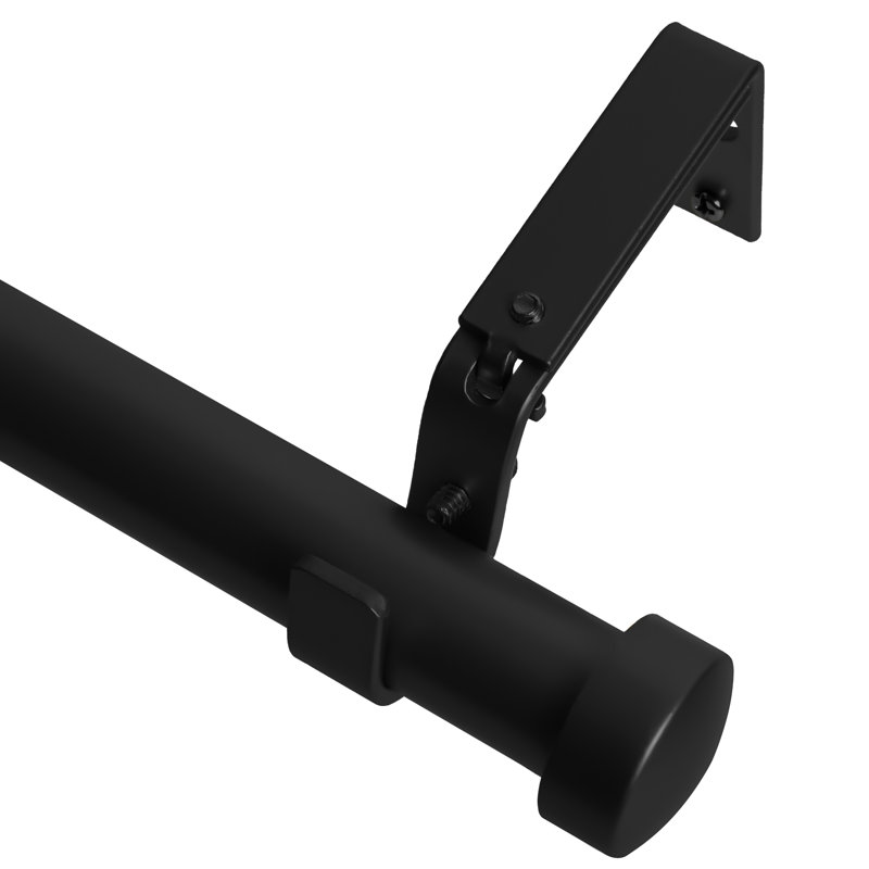 Tringle à rideaux simple réglable 1 po, Noir, 48" - 84"