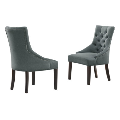 Haygarden Tufted Upholstered Dining Chairs, Grey, Set of 2, Diamond Pattern Plush Seating, Durable Hardwood Frame with High-Density Foam, Black Wooden Legs, Ideal for Dining Room and Living Room