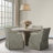 Bedford London Upholstered Skirted Dining Arm Chair with Hidden Casters-113431199