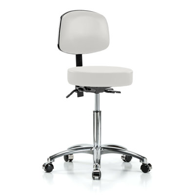 Tabouret d’examen avec dossier PERCH Chrome | Hauteur moyenne du banc: 22 à 29,75 po