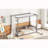 Full Size Canopy Frame Floor Bed With Fence, Guardrails-1001568347-1001568345