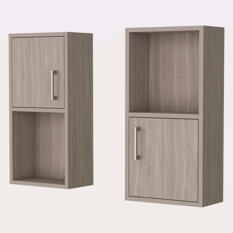 Oak 2 Bathroom Medicine Cabinets With Open Shelf