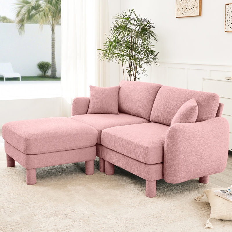 Canapé modulaire à 2 places pour la causeuse en tissu Boucle, Rose