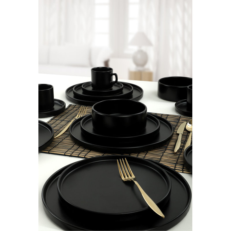 Service de table 20 pièces, service pour 4 Fathema, Noir mat