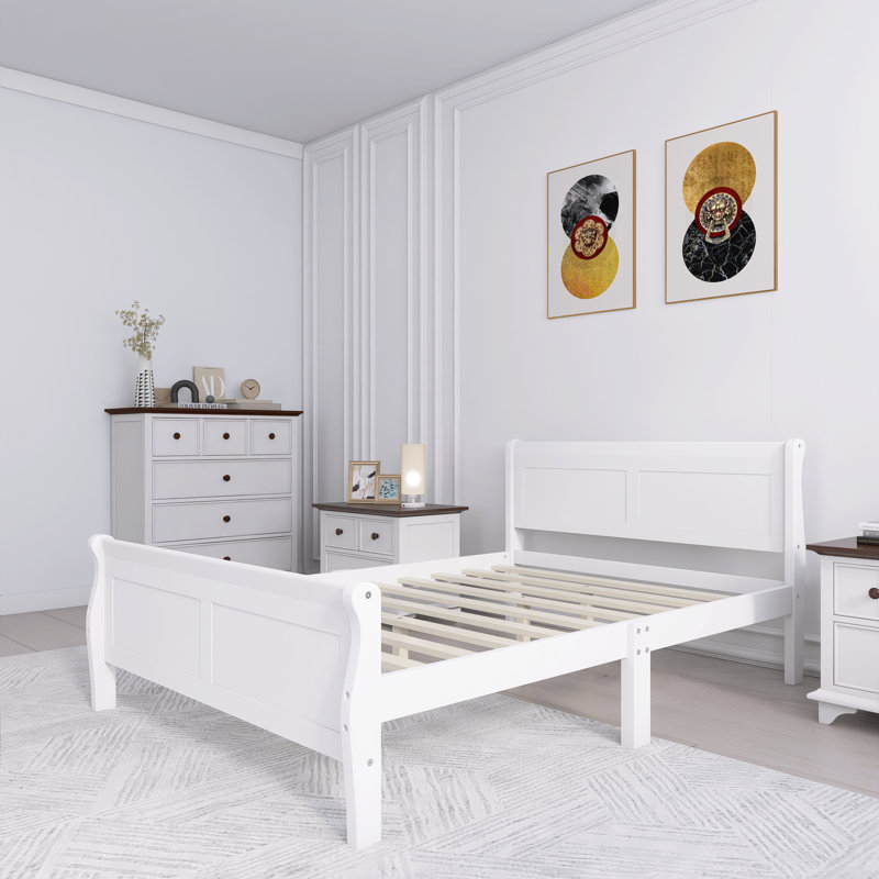 Leondrus Slat Bed, Black, Full/Double