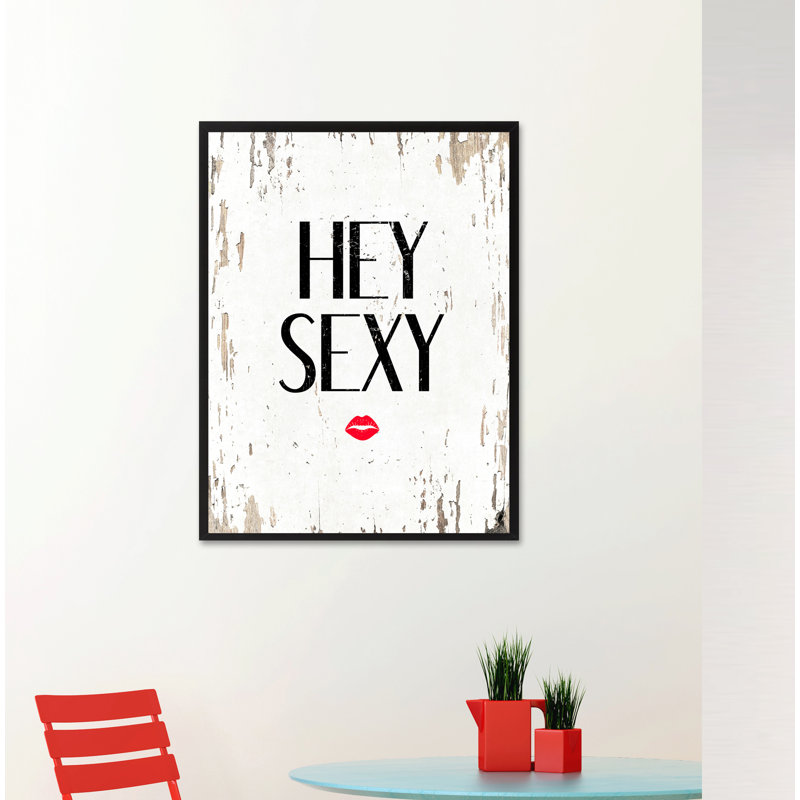 "Hey", art textuel sur toile en blanc, H 17 po x l 13 po x P 1,13 po