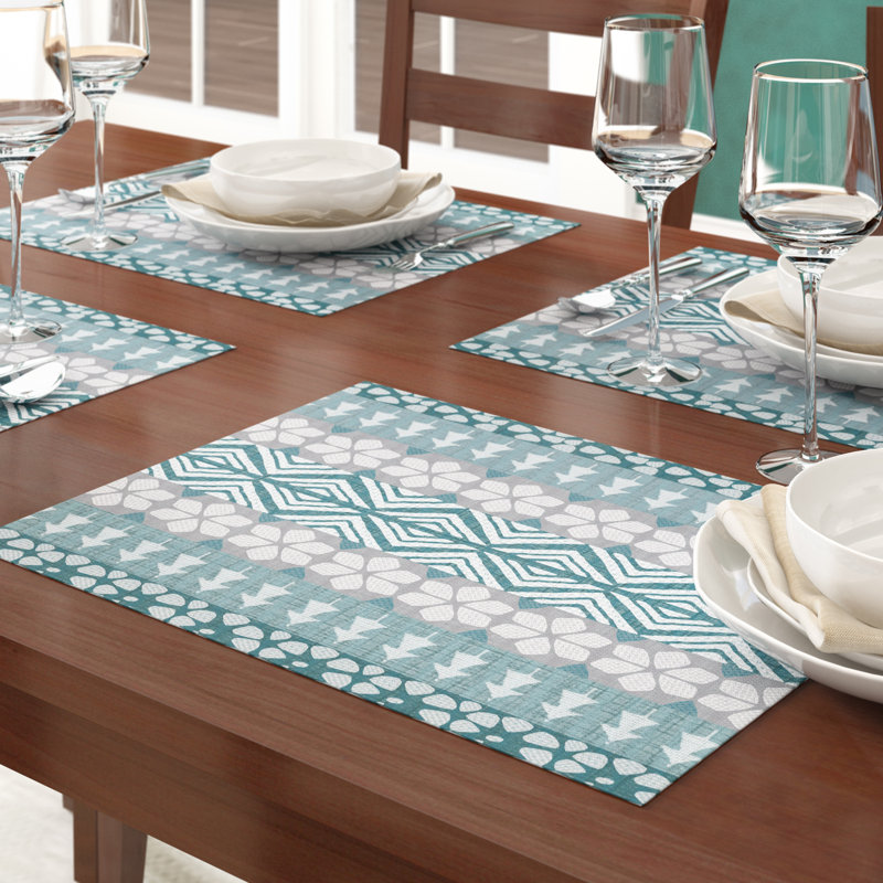 Ensemble de napperon 4-Fair Isle, Bleu sarcelle