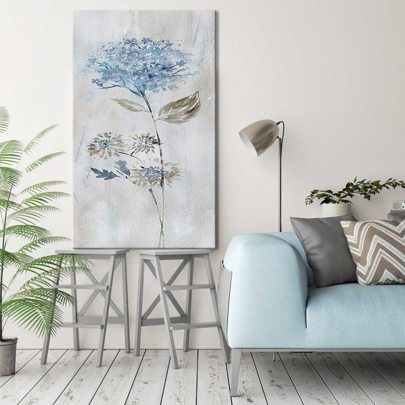 «Blue Meadow» par Conrad Knutsen - peinture, Toile tendue, H 40 po x l 24 po x P 1,5 po