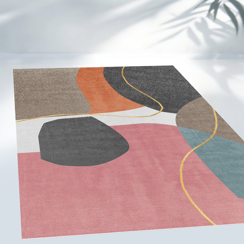 Cornelio Vinyl Machine Printed Area Rug, Rectangle 3'3.4" x 4'11.1"