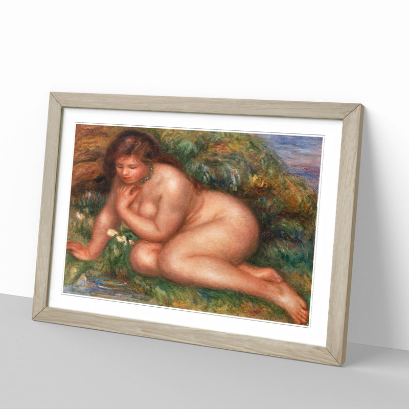 Bather Gazing by Pierre-Auguste Renoir - Picture Frame Painting, 65cm H x 90cm W x 2cm D, Oak