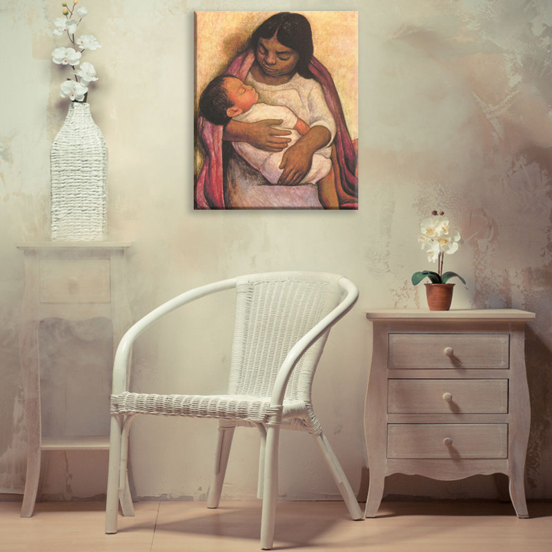 Toile tendue avec châssis Delfina and Dimas par Diego Rivera, H 24 po x l 17 po