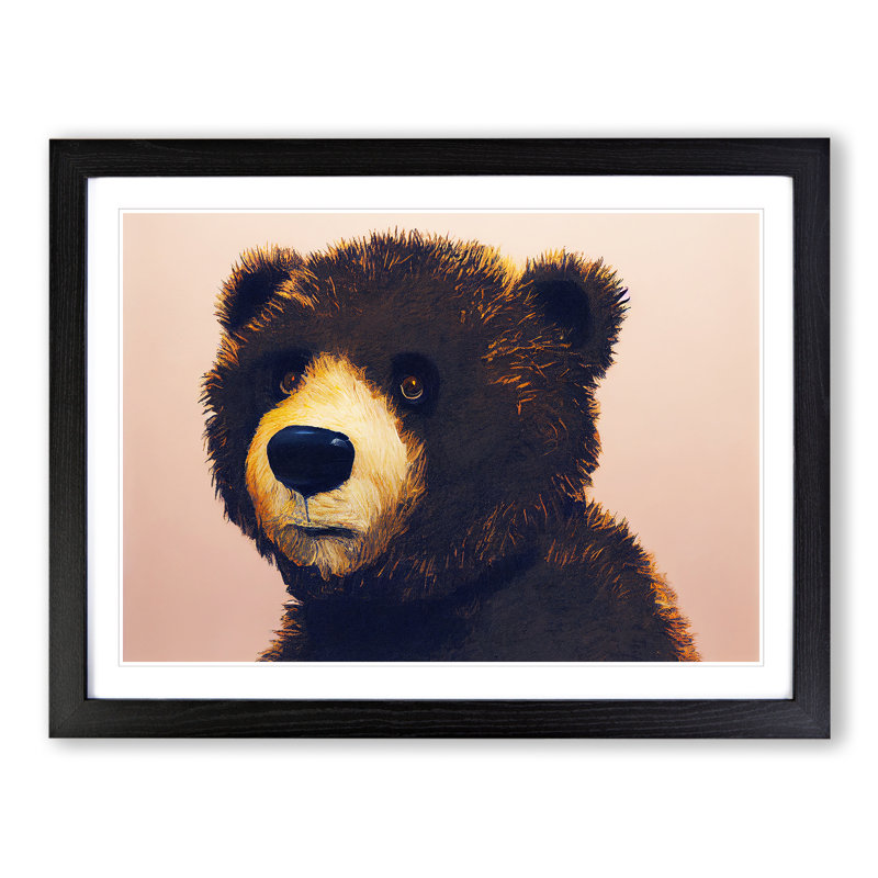 Effervescent Teddy Bear - Single Picture Frame Painting, 46cm H x 64cm W x 2cm D, Black 