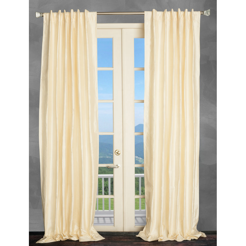 Silk Room Darkening Single Curtain Panel, 50" W x 108" L, Vanilla