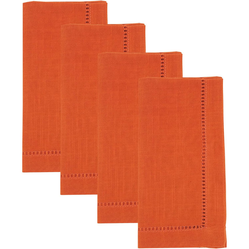 Ensemble de 4 serviettes de table citrouille en tissu à point ajouré l 20 po x L 20 po, Carré 20 po