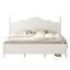 Structure de lit plateforme très grand avec tête de lit à vagues rétro, support de lattes en bois, aucun sommier requis, assemblage facile, structure robuste, mobilier de chambre à coucher avec design rétro classique, blanc-130035937