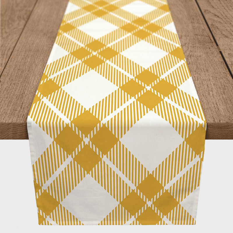 Addlyn Plaid Table Runner, 72" x 16", Yellow