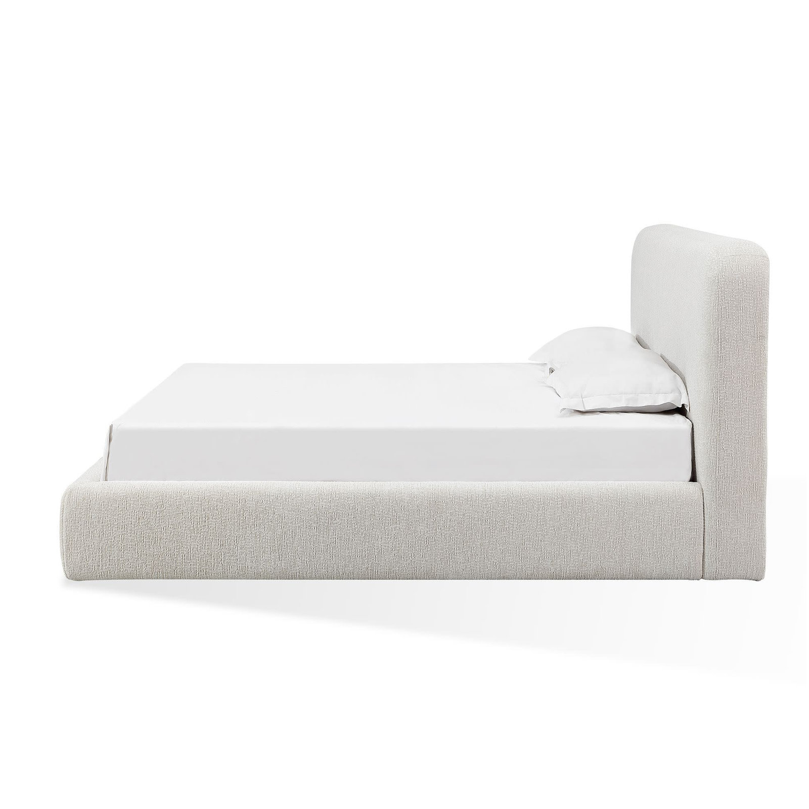Nori Upholstered Platform Bed, California King, Whitewashed