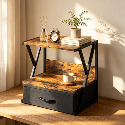 Support d'imprimante pour bureau avec tiroir de rangement, tablette de bureau à 2 niveaux ou sous le bureau, organisateur de bureau polyvalent pour le bureau à domicile