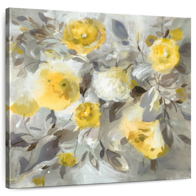 Motif floral jaune-gris