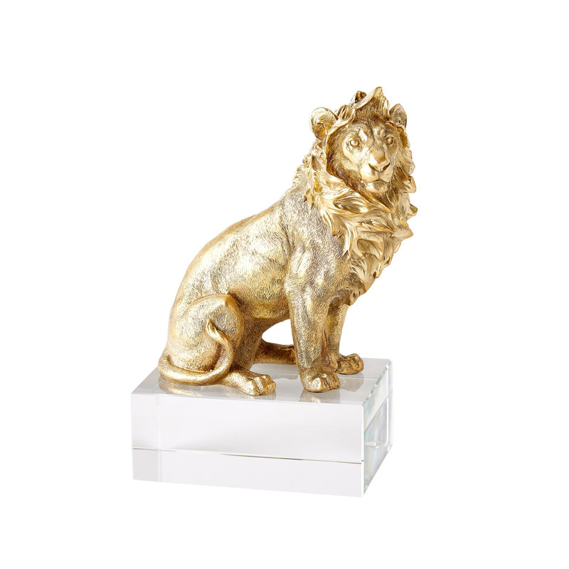 Lion Sculpture-Brass/Crystal