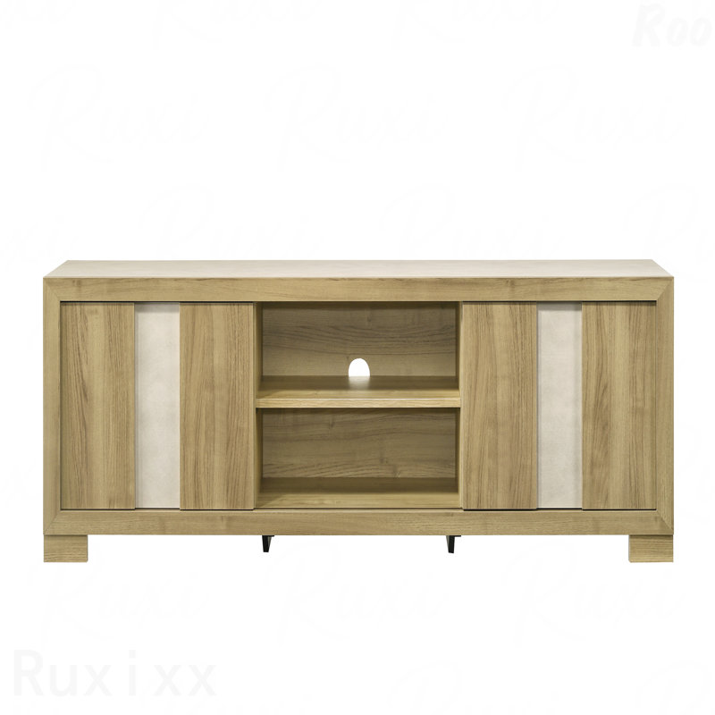 Console de divertissement en bois flotté rustique 1 pièce, tablette ouverte, meubles de salon, Naturel