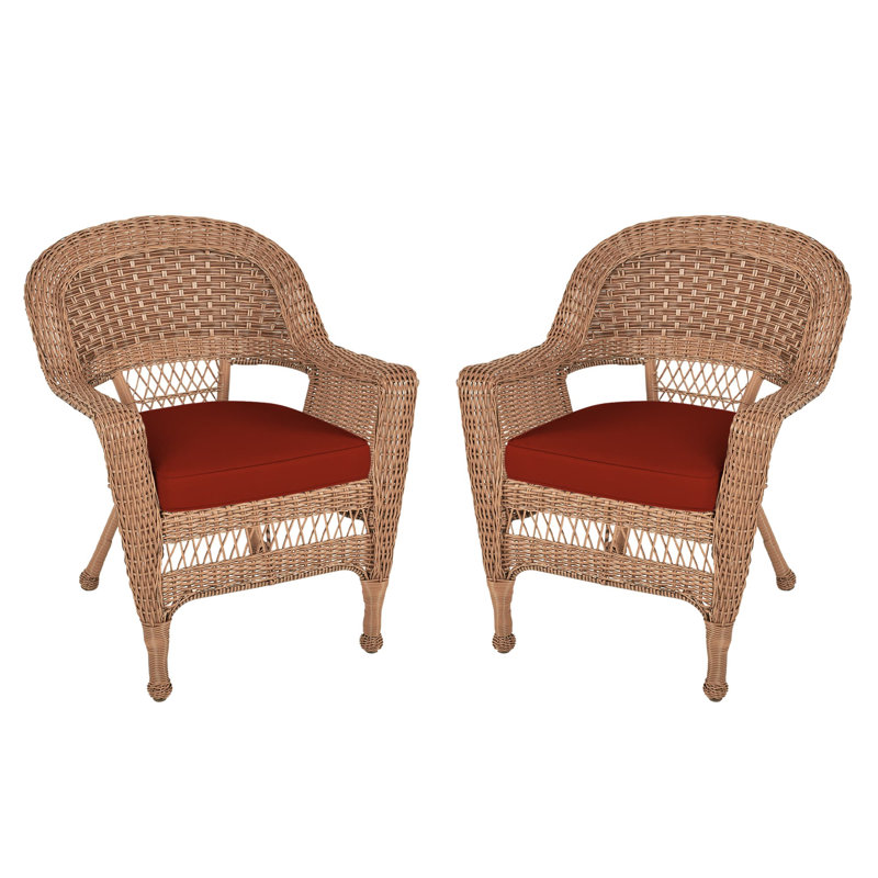 Chaise de patio avec coussins Burrowes, Blanc, Rouge