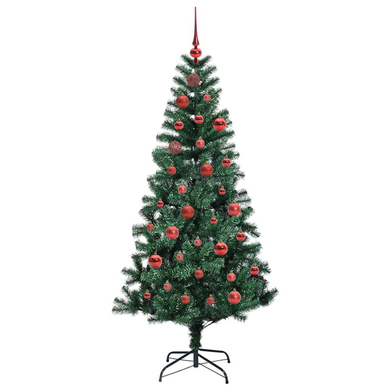 vidaXL Artificial Pre-lit Christmas Tree Green PVC and Metal, 4.92 ft