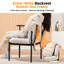 Accent Chair Fabric Modern Upholstered Tub Chairs With 180°Rotating Small Table Thick Soft Padded Seat Metal Legs Lounge Occasional Bedroom Chair-1211400355