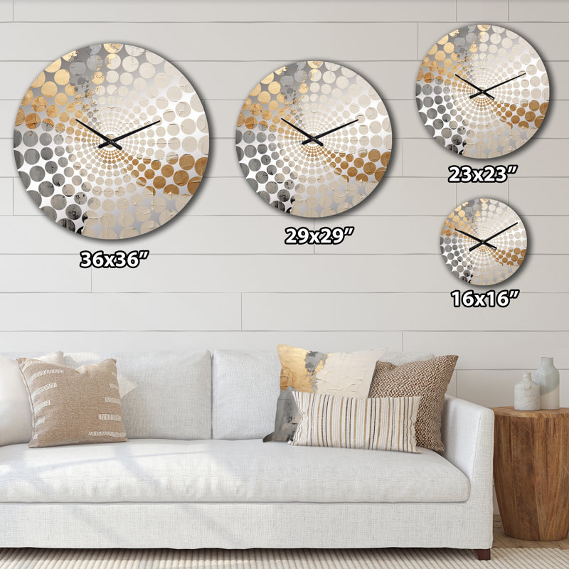 Mandel - Horloge murale peinture abstraite, Petit, Grey Beige