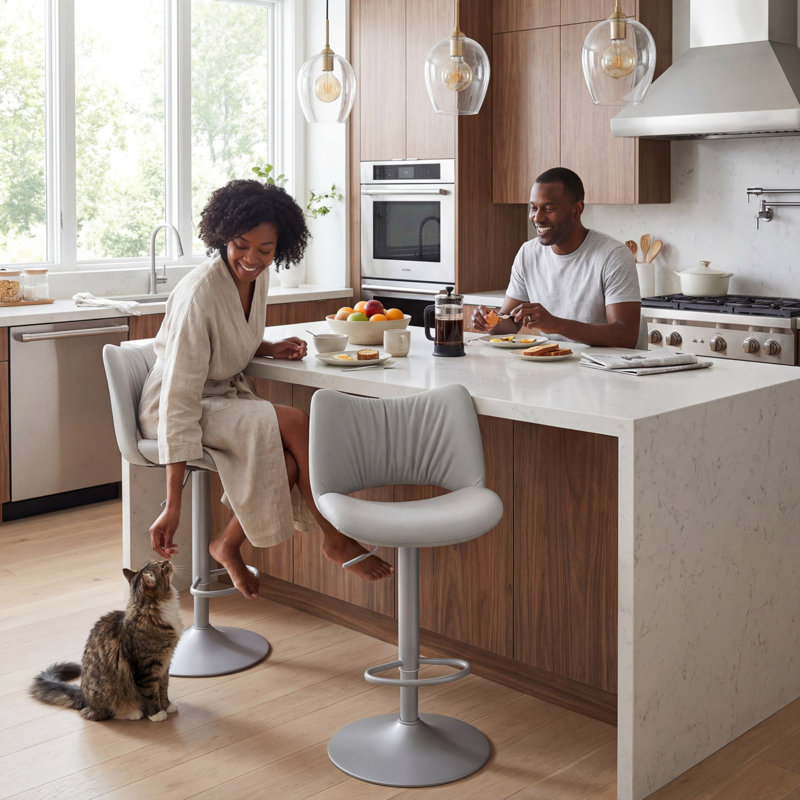 Tabouret de bar pivotant à hauteur réglable Guzzi, Gris