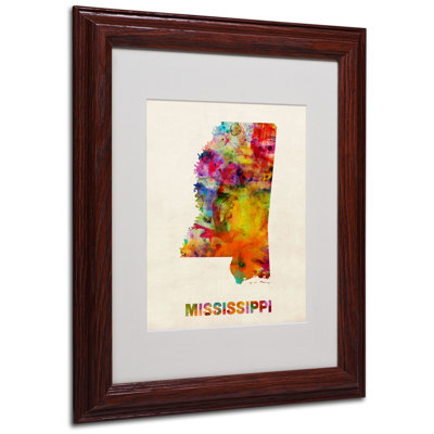"mississippi map" par michael thompsett, impression encadrée