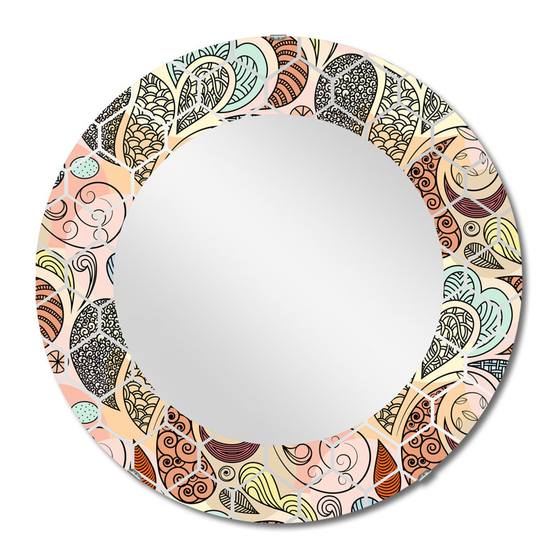 Miroir mural rose, bleu et orange, 24 po x 24 po