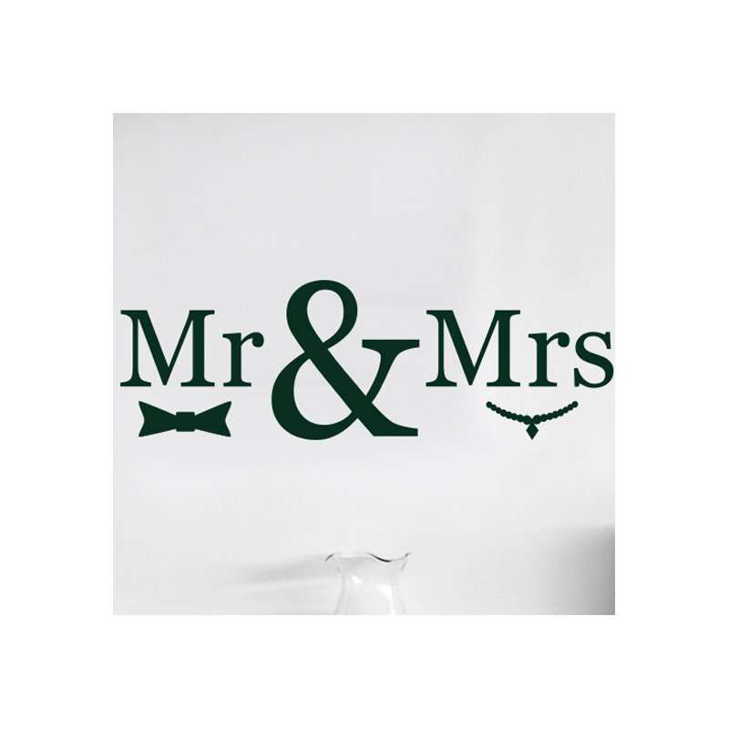 Mr Mrs Wall Sticker, Large, Dark Green