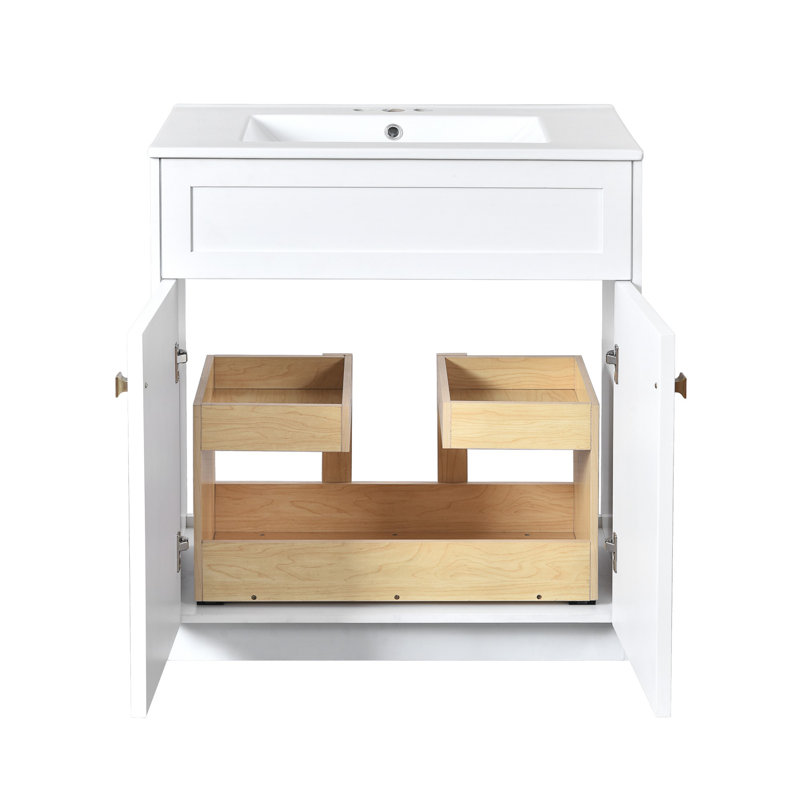 Meuble-lavabo 30 po avec lavabo en céramique, Blanc