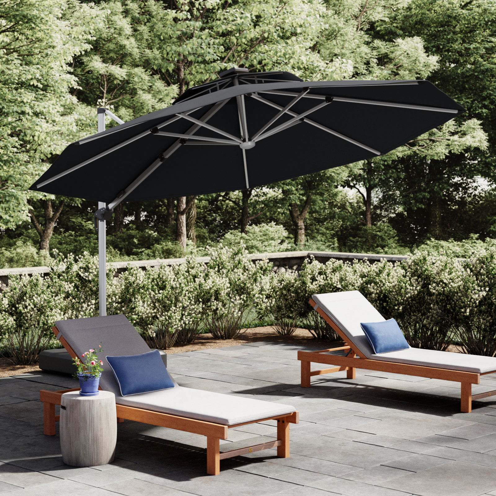 Lillehammer 12' Cantilever Umbrella with Lights, Gray