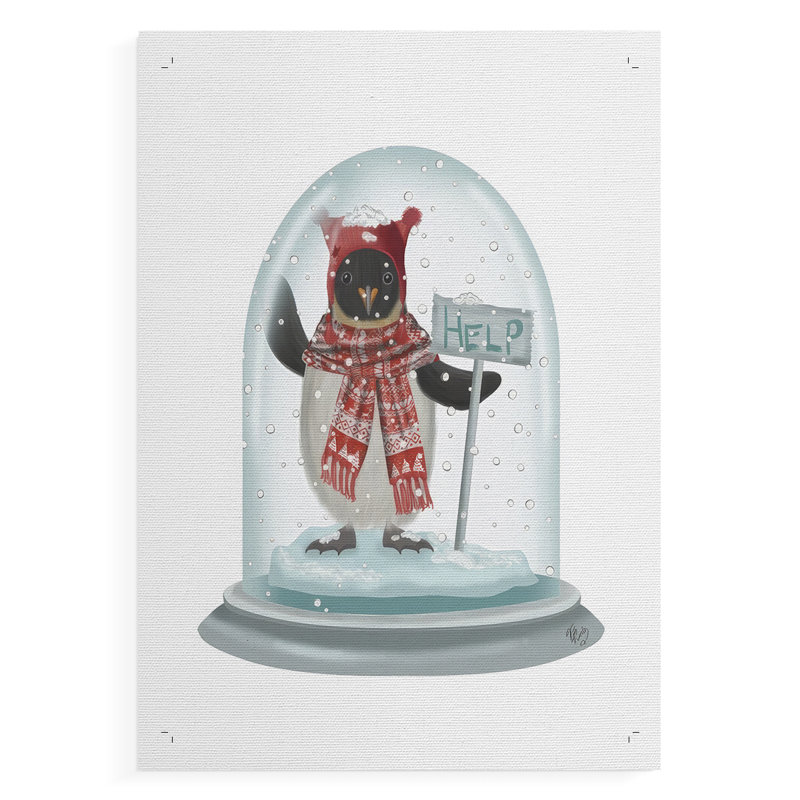 Boule à neige Christmas Penguin - impression sur toile seulement - NON-CADRE, H 18 po x l 12 po