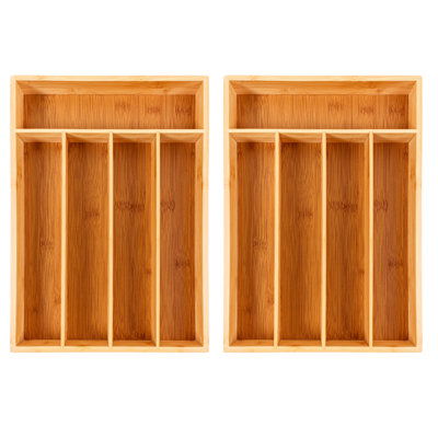 BergHOFF Bamboo 2Pc 5-Slot Flatware Organizer Set