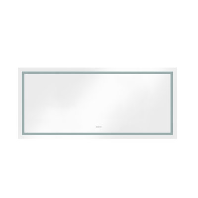 72" X 32" Wall Mounted Led Bathroom Mirror With Front And Backlight, Fog, Memory, 3 Colors, Stepless Dimmable, Hd Glass, White Aluminium Frame, Ideal Decor Fog Vanity Color Temperatures, Aluminium,