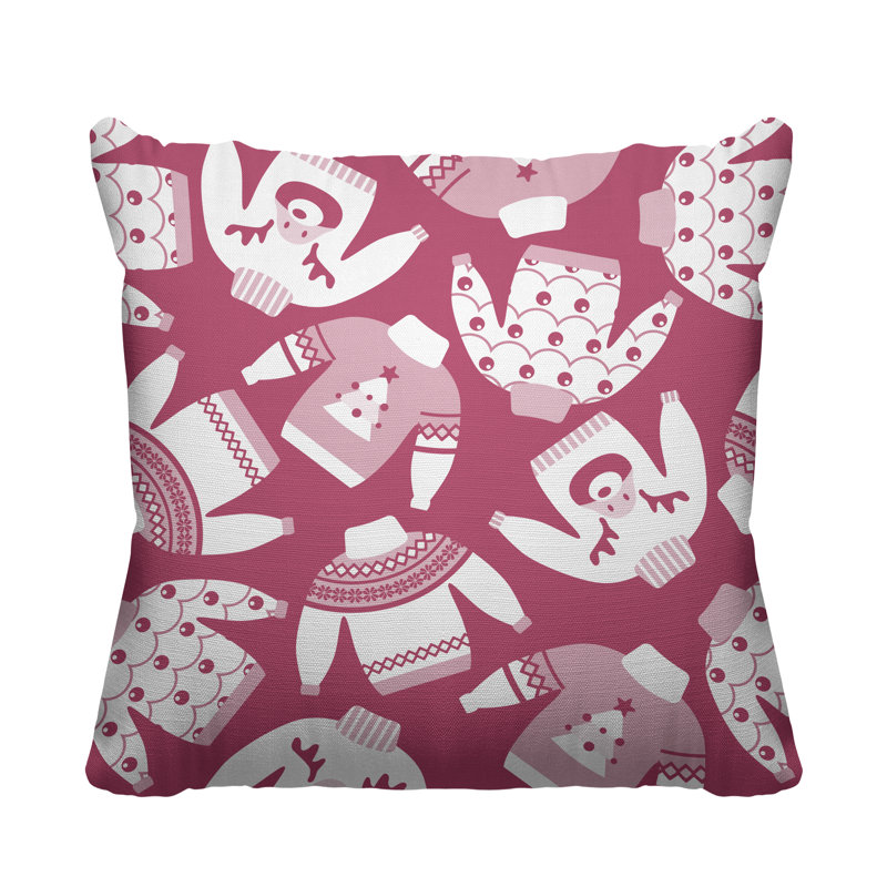 Coussin décoratif intérieur / extérieur Christmas, L 17 po x H 17 po, Rose