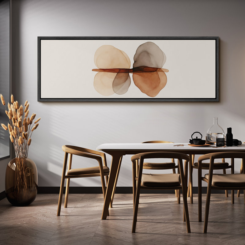 Large Framed Canvas Print Wall Art - Neutral Abstract Print for Minimalist Modern Wall Decor, 20" H x 60" W, Black