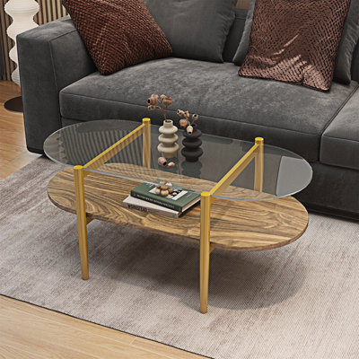 Table basse en verre avec tablette