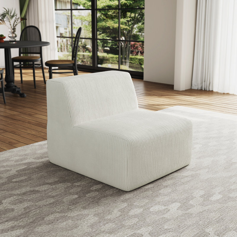 Berlare 87.9Cm Wide Armless Chair, Beige